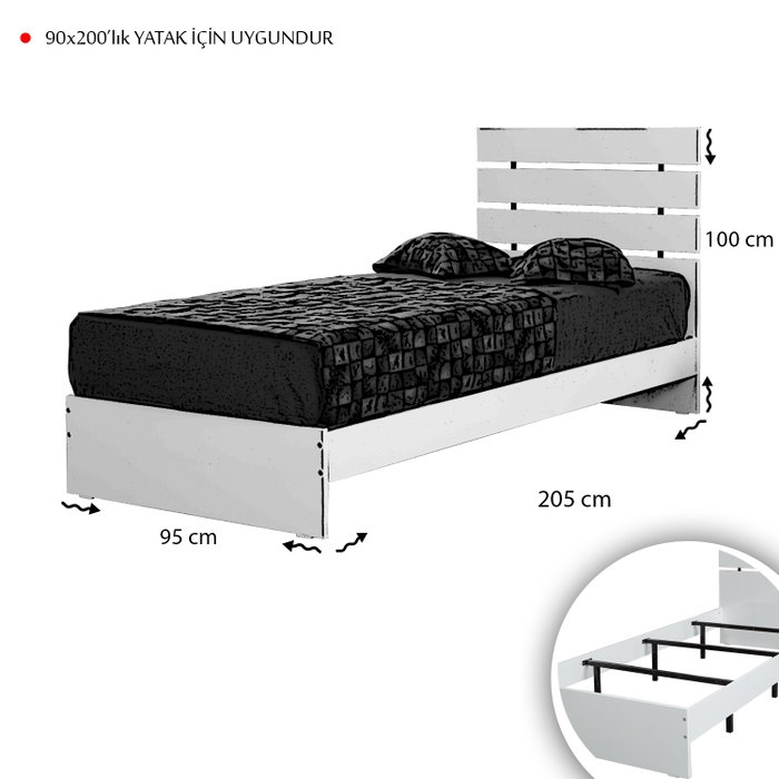 Hanah Home Somier Individual 90 - Oak para Colchón de 90x200 cm, Roble